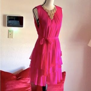 Theory Power Dress. Classic Suit in Watermelon color.